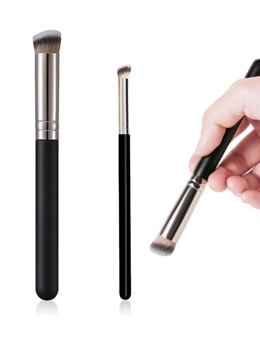 💞 New 2-Piece Angled Concealer Brush Set for Liquid and Cream Foundation